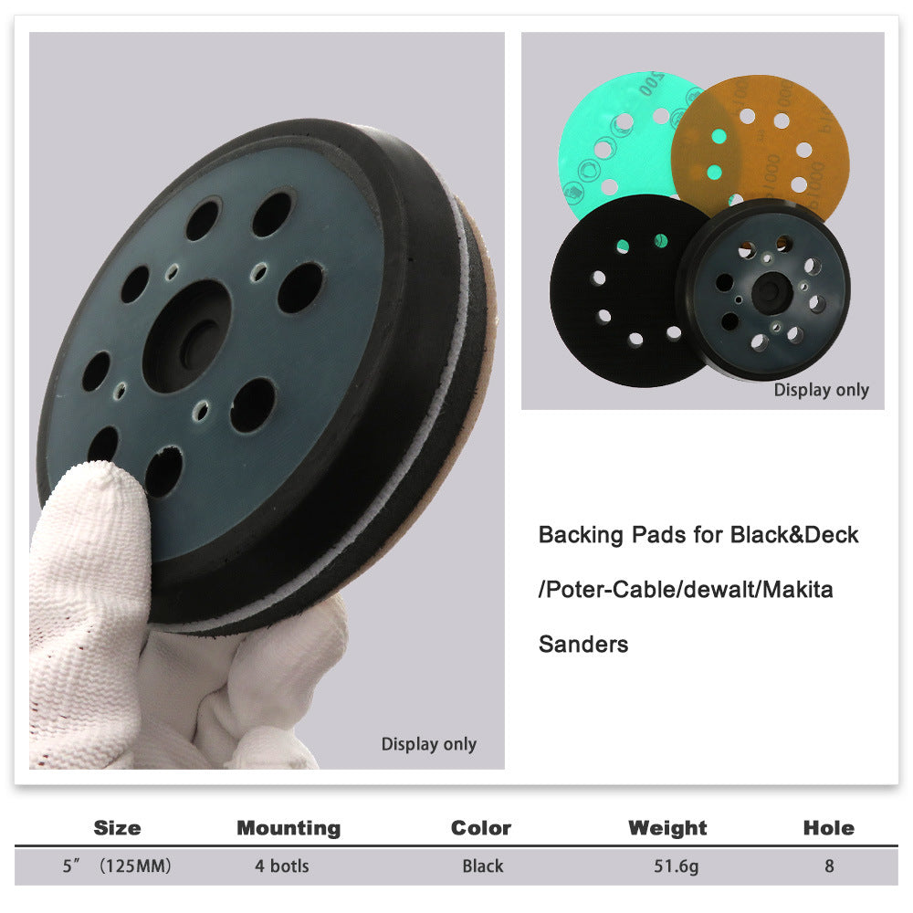 5-Inch 8-Hole 4-Eye Electric Polishing Disc Pu Hook and Loop Tray Self-Adhesive Flocking Sandpaper Suction Cup Sanding Machine Base