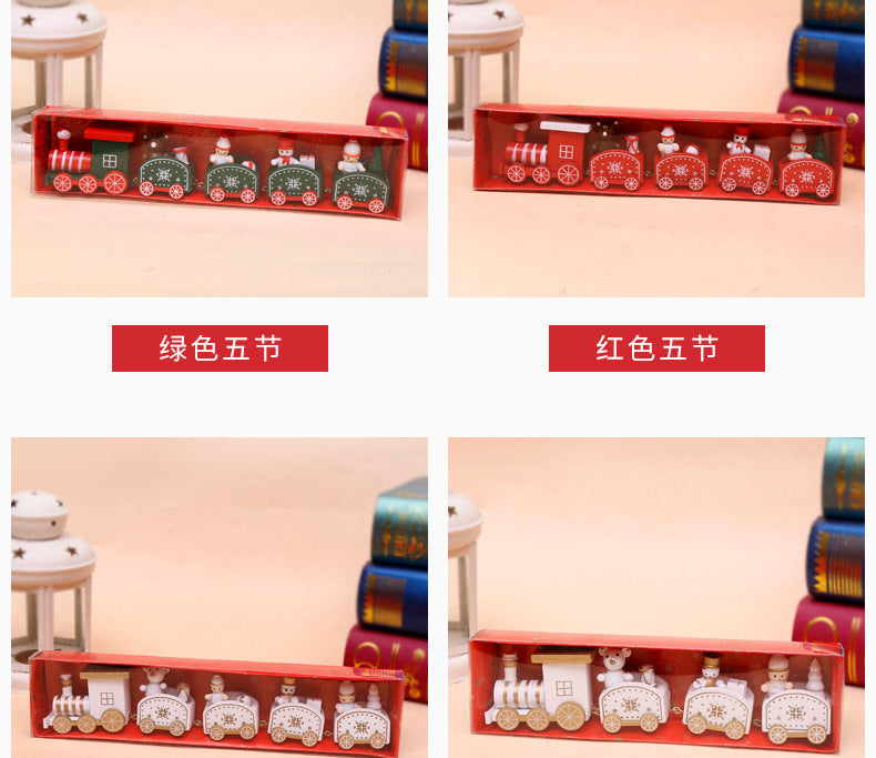 Strict selection of Christmas decorations cartoon creative children's Christmas gifts small train wooden window desktop ornaments