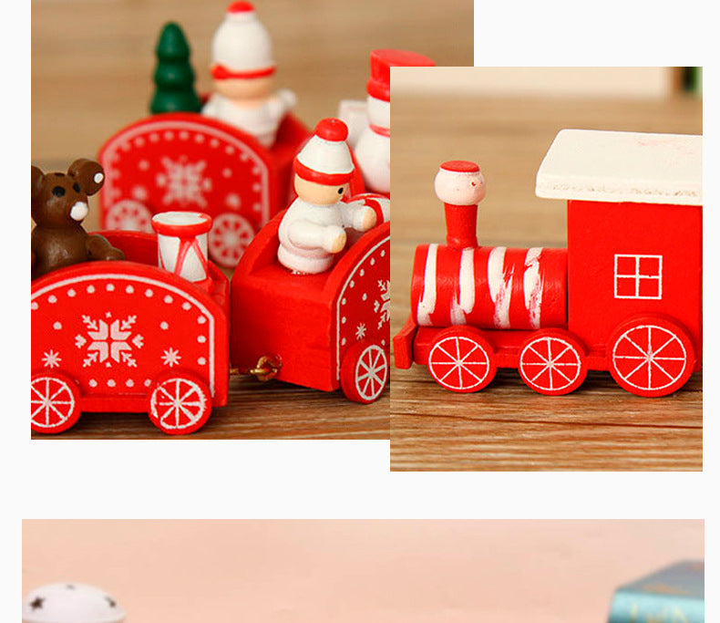 Strict selection of Christmas decorations cartoon creative children's Christmas gifts small train wooden window desktop ornaments