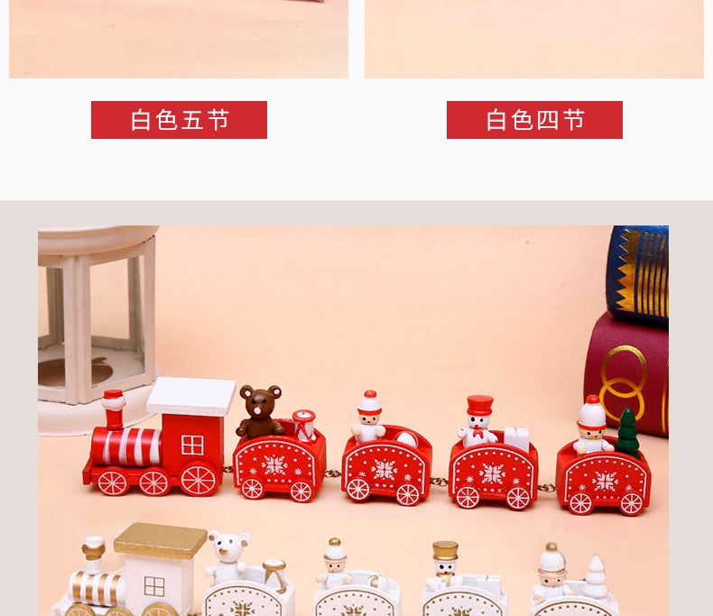 Strict selection of Christmas decorations cartoon creative children's Christmas gifts small train wooden window desktop ornaments