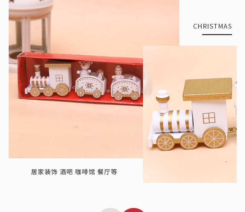 Strict selection of Christmas decorations cartoon creative children's Christmas gifts small train wooden window desktop ornaments