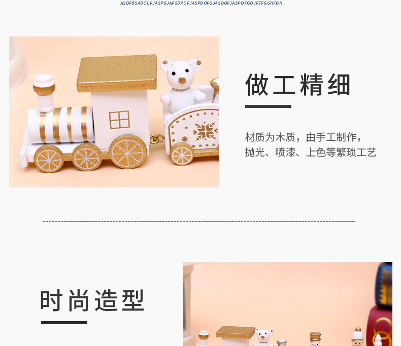 Strict selection of Christmas decorations cartoon creative children's Christmas gifts small train wooden window desktop ornaments