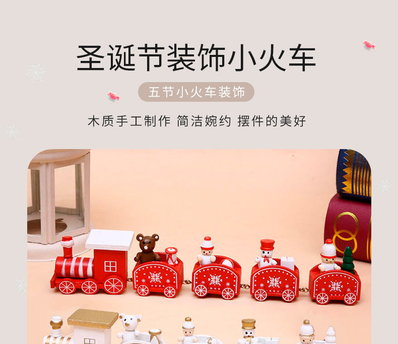 Strict selection of Christmas decorations cartoon creative children's Christmas gifts small train wooden window desktop ornaments