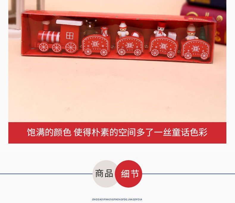 Strict selection of Christmas decorations cartoon creative children's Christmas gifts small train wooden window desktop ornaments