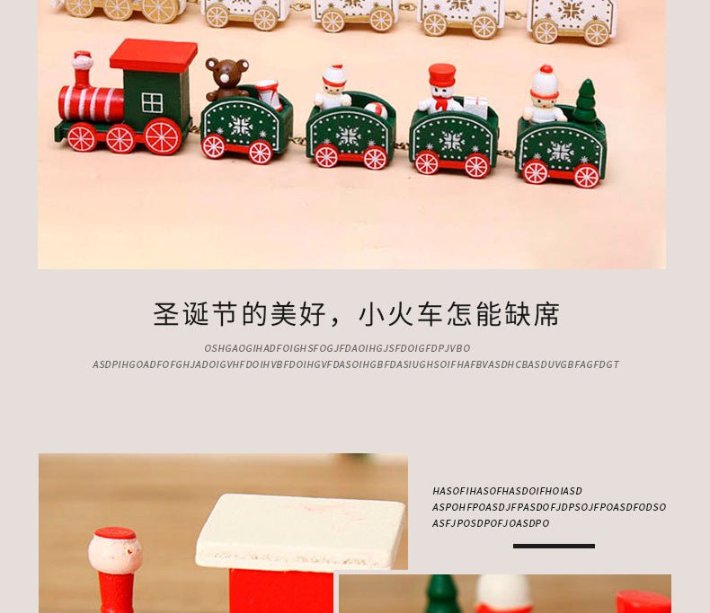 Strict selection of Christmas decorations cartoon creative children's Christmas gifts small train wooden window desktop ornaments
