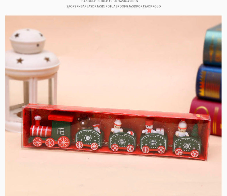 Strict selection of Christmas decorations cartoon creative children's Christmas gifts small train wooden window desktop ornaments