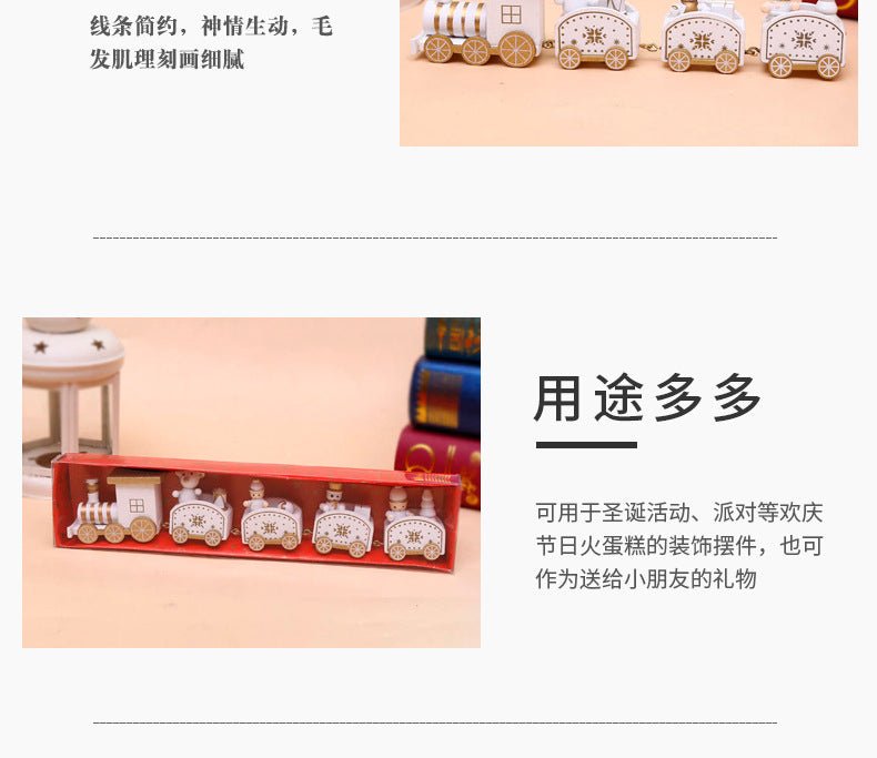Strict selection of Christmas decorations cartoon creative children's Christmas gifts small train wooden window desktop ornaments