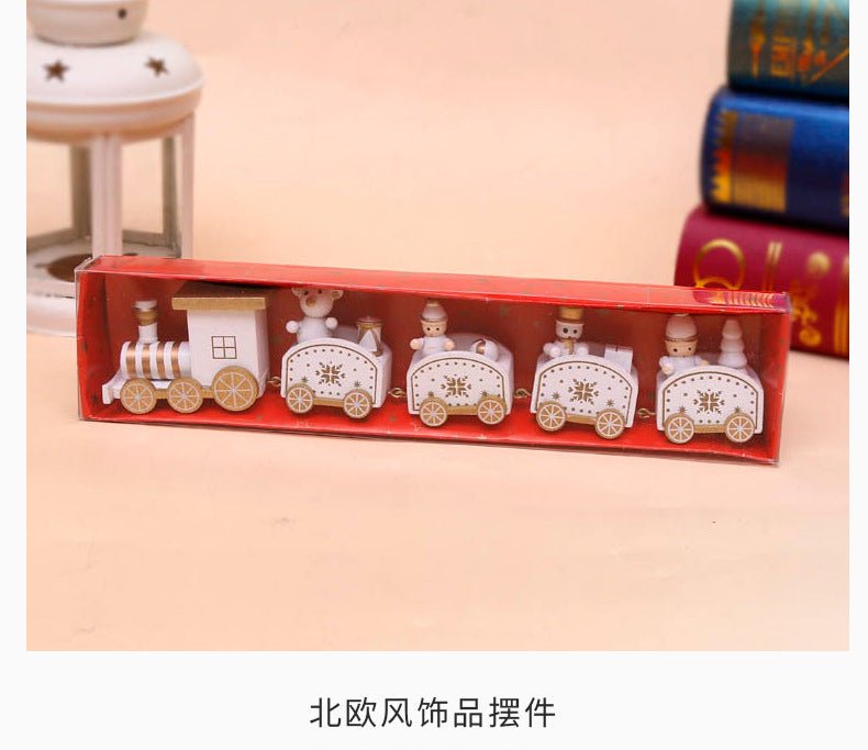 Strict selection of Christmas decorations cartoon creative children's Christmas gifts small train wooden window desktop ornaments