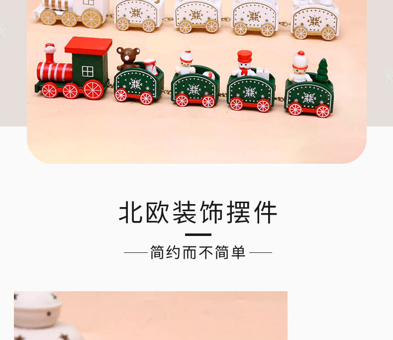 Strict selection of Christmas decorations cartoon creative children's Christmas gifts small train wooden window desktop ornaments