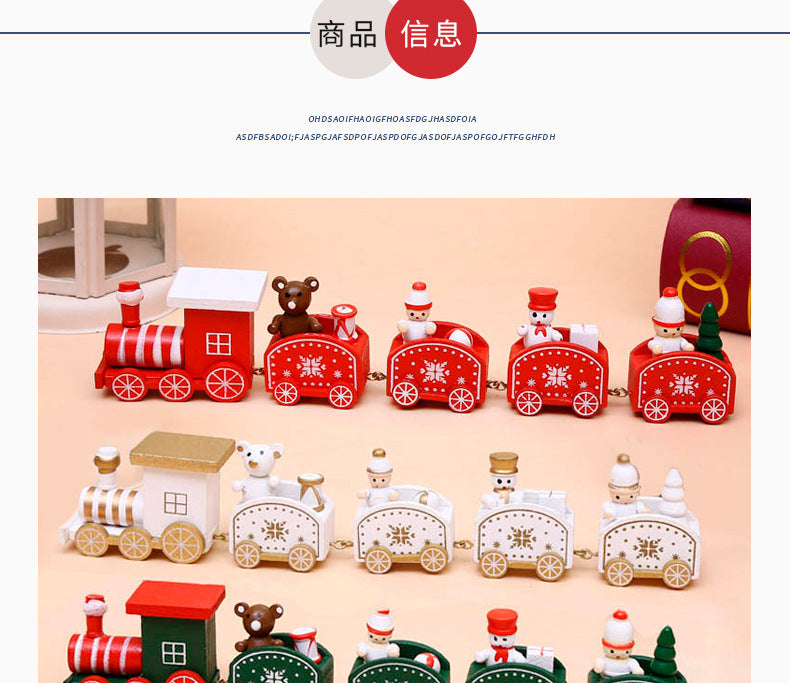 Strict selection of Christmas decorations cartoon creative children's Christmas gifts small train wooden window desktop ornaments
