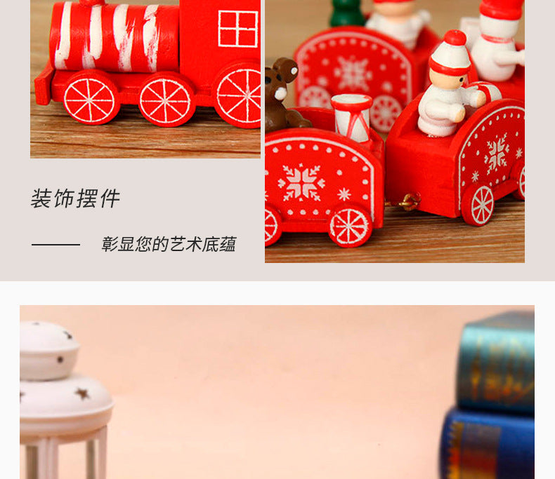 Strict selection of Christmas decorations cartoon creative children's Christmas gifts small train wooden window desktop ornaments