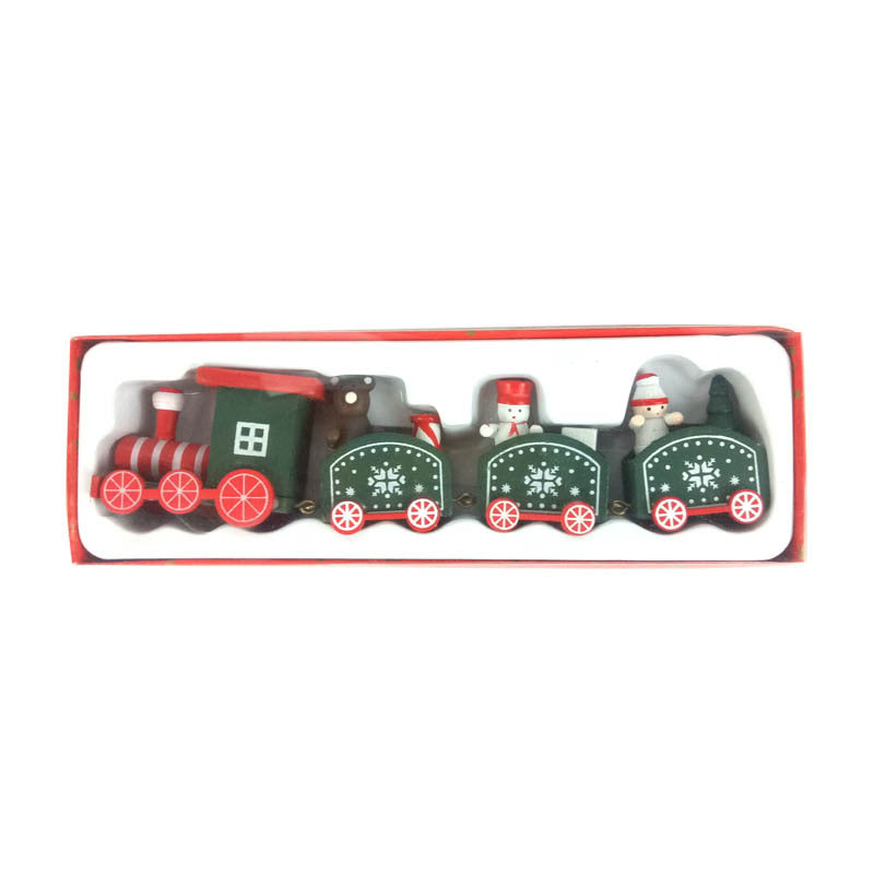 Strict selection of Christmas decorations cartoon creative children's Christmas gifts small train wooden window desktop ornaments