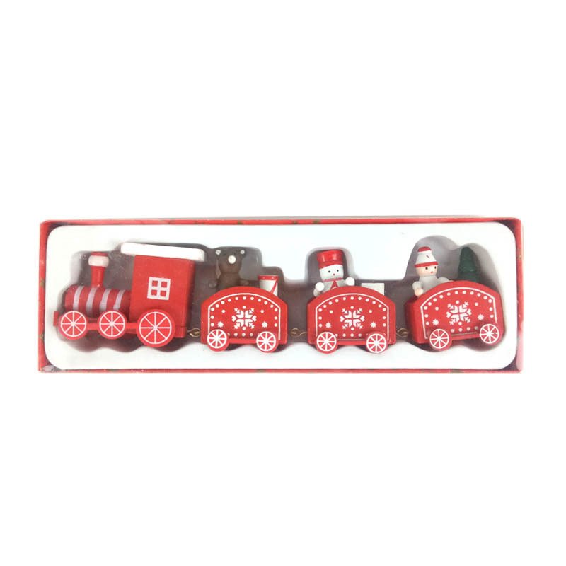 Strict selection of Christmas decorations cartoon creative children's Christmas gifts small train wooden window desktop ornaments