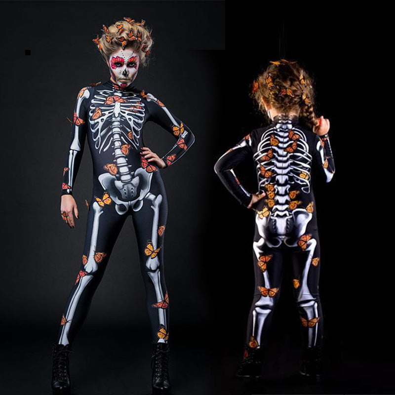 FD1064 2023 New Halloween European and American Butterfly Cloak Fashion Elegant Family Skull Jumpsuit