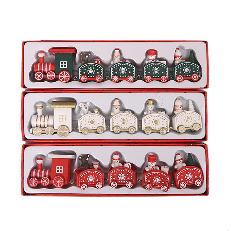 Strict selection of Christmas decorations cartoon creative children's Christmas gifts small train wooden window desktop ornaments