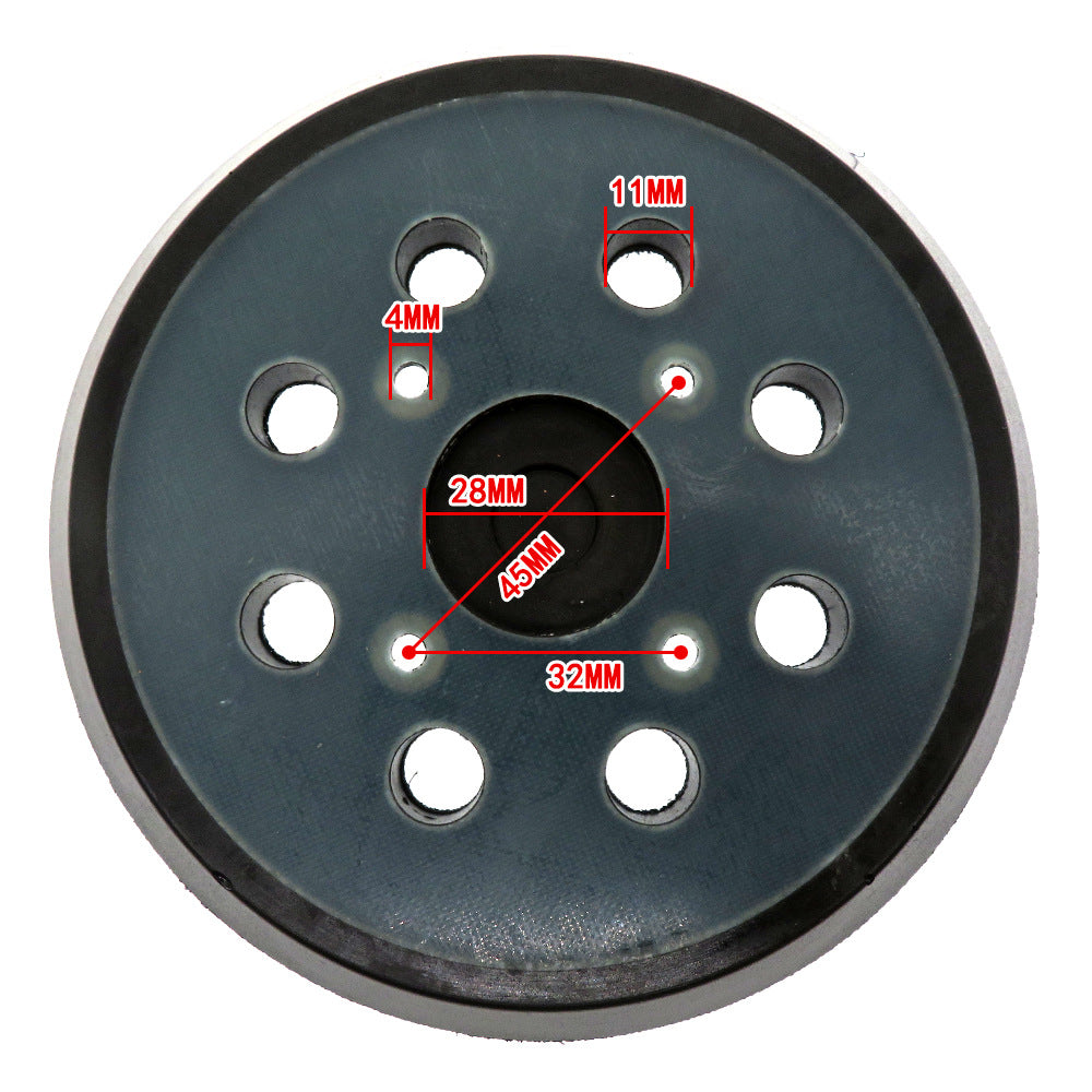 5-Inch 8-Hole 4-Eye Electric Polishing Disc Pu Hook and Loop Tray Self-Adhesive Flocking Sandpaper Suction Cup Sanding Machine Base