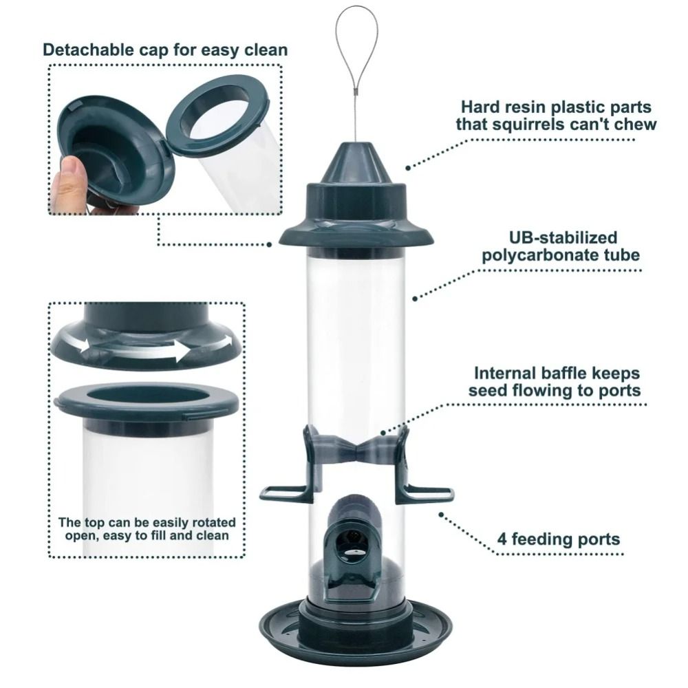 Alimentador de pássaros de metal, suprimentos para animais de estimação, à prova d'água, transparente, dispensador de comida para pássaros, automático, grande capacidade, tigela de alimentação de pássaros, papagaio