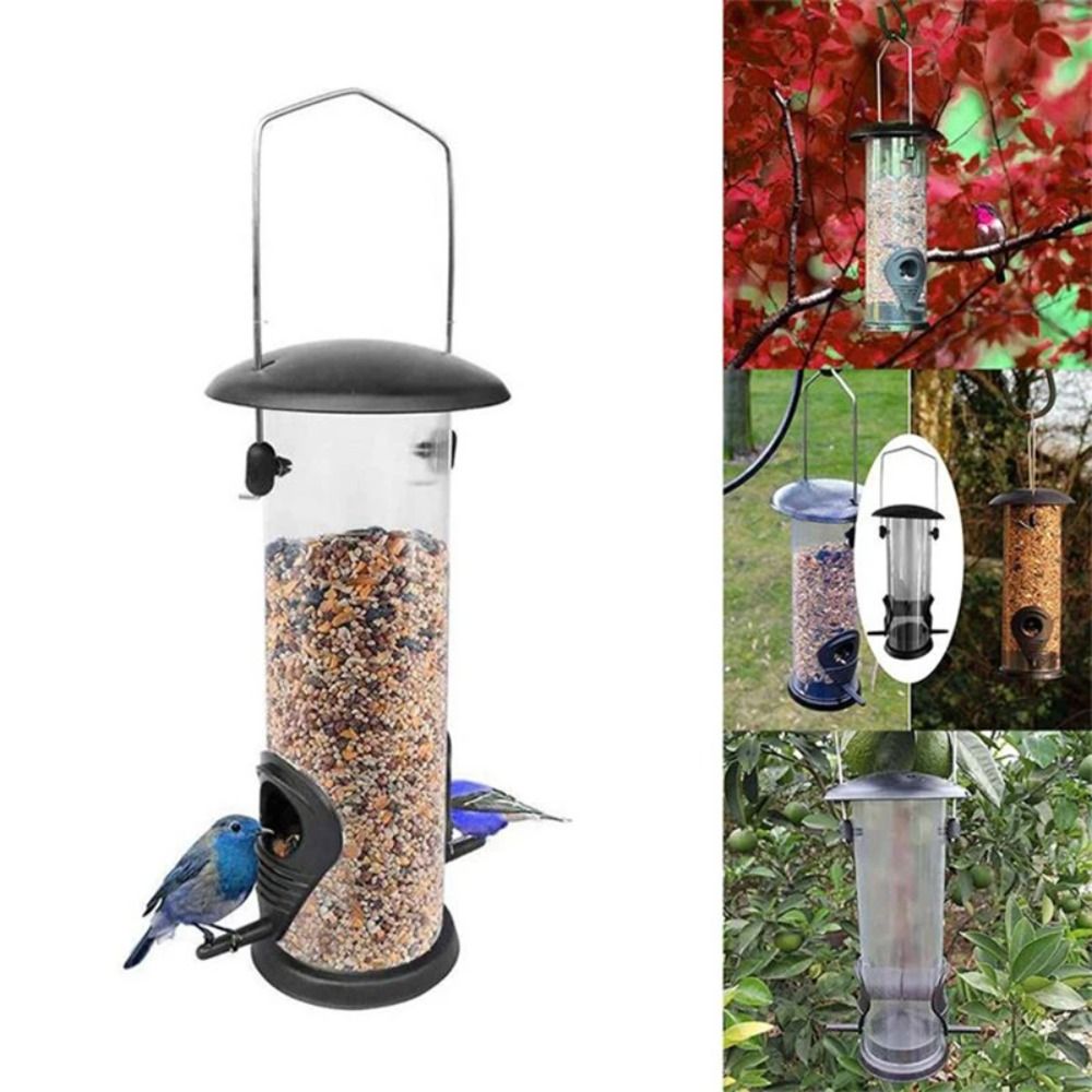 Alimentador de pássaros de metal, suprimentos para animais de estimação, à prova d'água, transparente, dispensador de comida para pássaros, automático, grande capacidade, tigela de alimentação de pássaros, papagaio