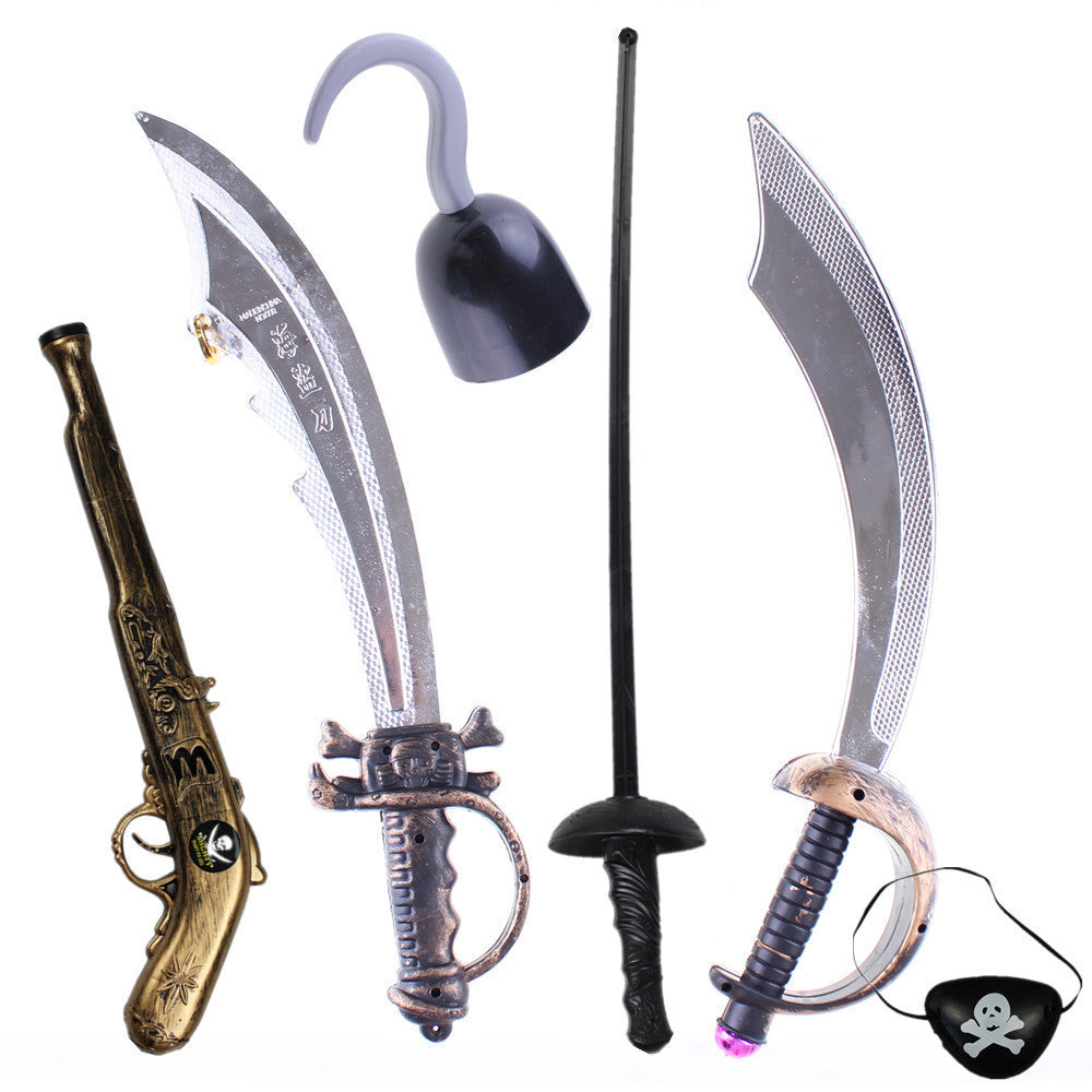 Cosplay Halloween Pirate Hat Mask Pirates of the Caribbean Knife Pirate Flag Trumpet Horn Eye Mask Costume