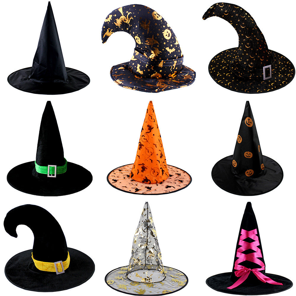 Halloween Prom Party Hat Witch Hat Witch Hat Spare Hat Printed Pumpkin Hat Black Pointed Hat