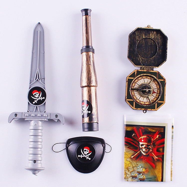 Cosplay Halloween Pirate Hat Mask Pirates of the Caribbean Knife Pirate Flag Trumpet Horn Eye Mask Costume