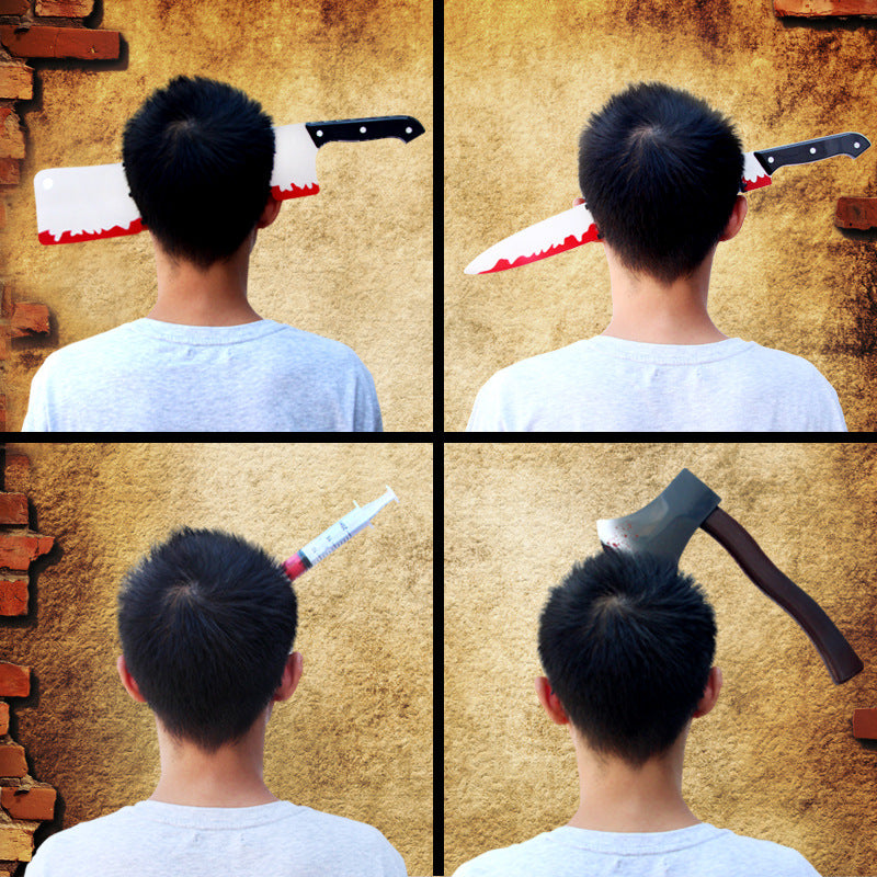 Halloween headband cross-border special plastic simulation head cutting knife head buckle cosplay props needle head band
