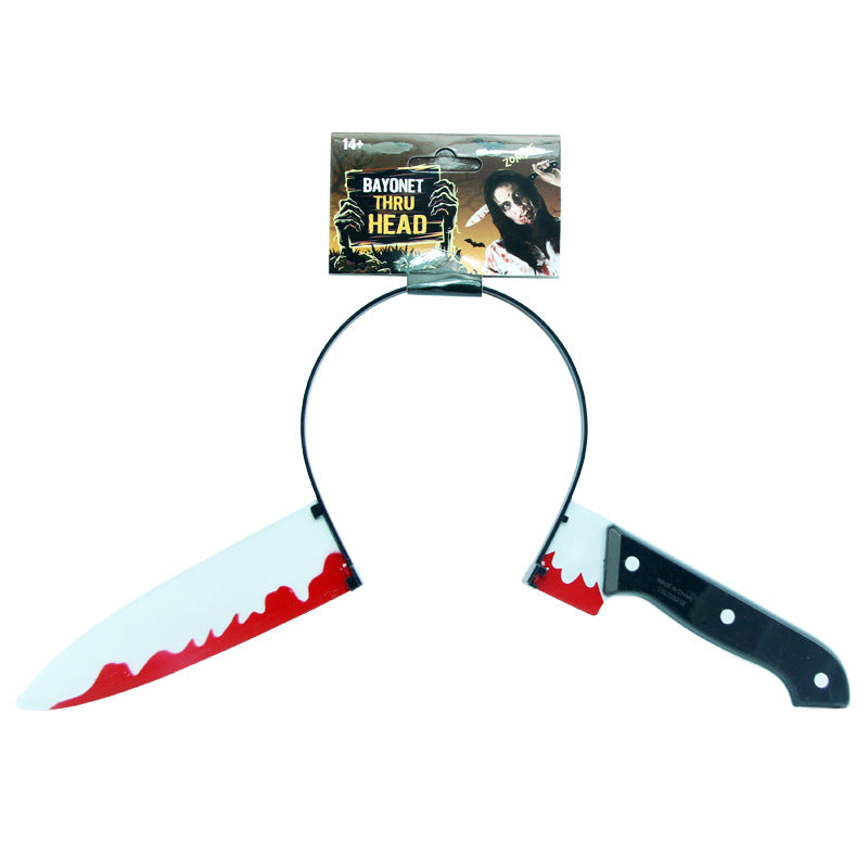 Halloween headband cross-border special plastic simulation head cutting knife head buckle cosplay props needle head band