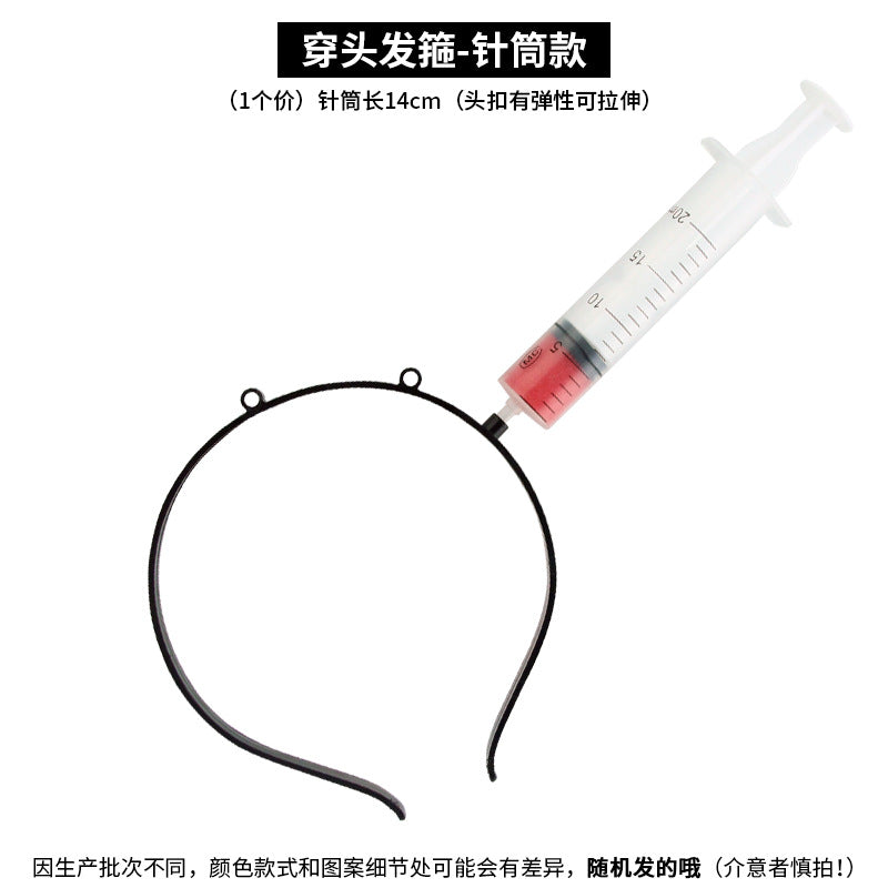 Halloween headband cross-border special plastic simulation head cutting knife head buckle cosplay props needle head band
