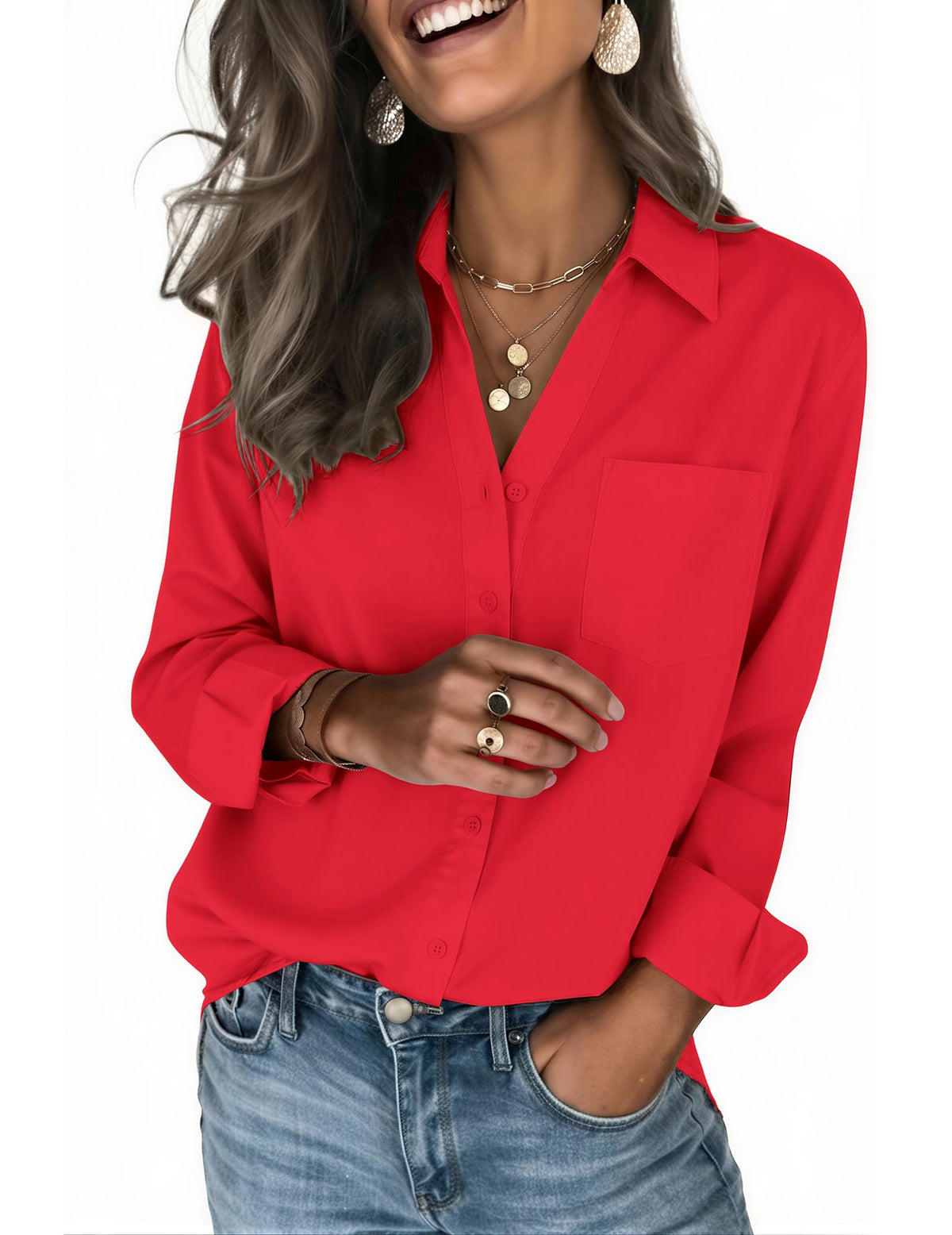 Zeagoo Women's Blouses Long Sleeve Dressy Casual Button-Down Shirts