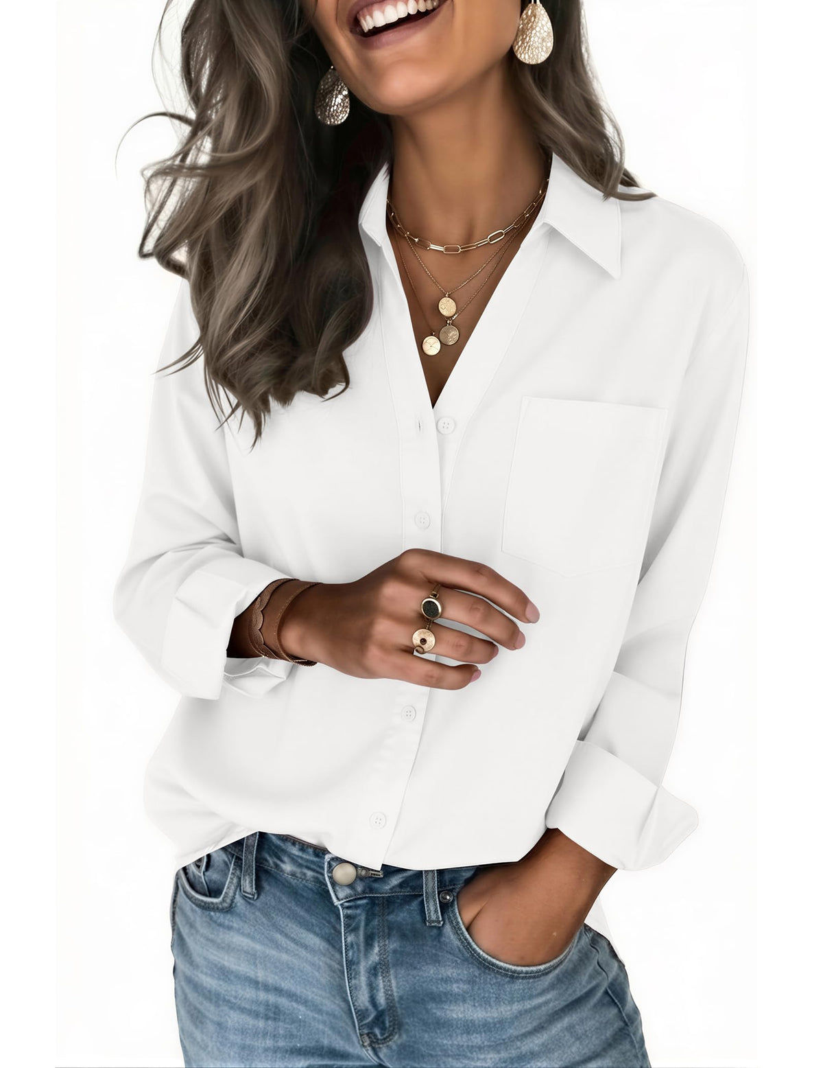 Zeagoo Women's Blouses Long Sleeve Dressy Casual Button-Down Shirts