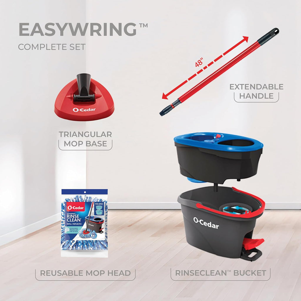 O-Cedar RinseClean Spin Mop & Bucket System | Clean with Clean Water | Removes 99% of Bacteria