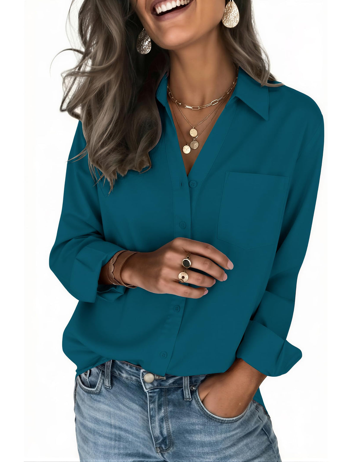 Zeagoo Women's Blouses Long Sleeve Dressy Casual Button-Down Shirts
