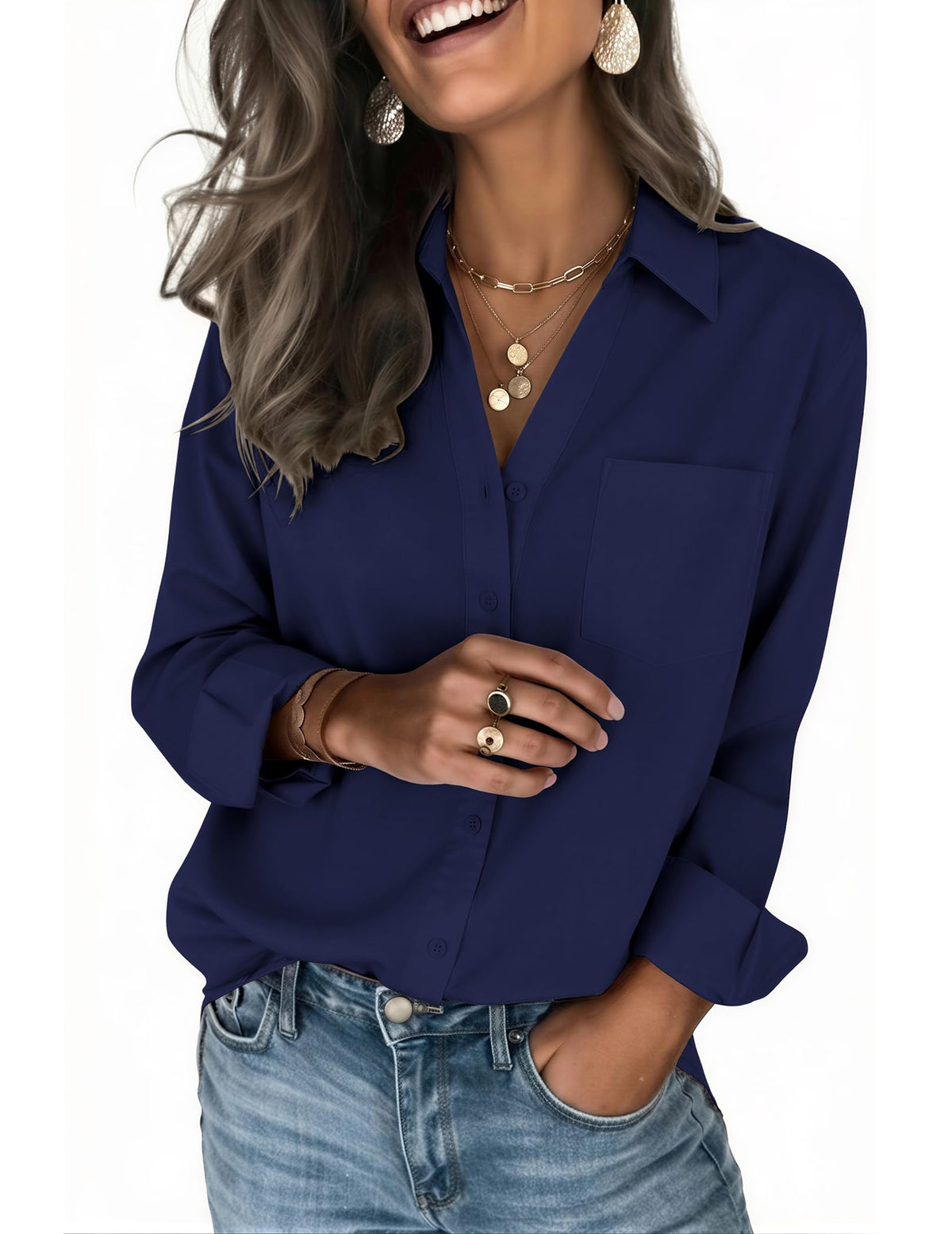 Zeagoo Women's Blouses Long Sleeve Dressy Casual Button-Down Shirts