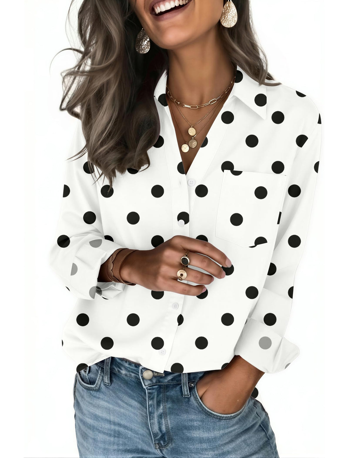 Zeagoo Women's Blouses Long Sleeve Dressy Casual Button-Down Shirts