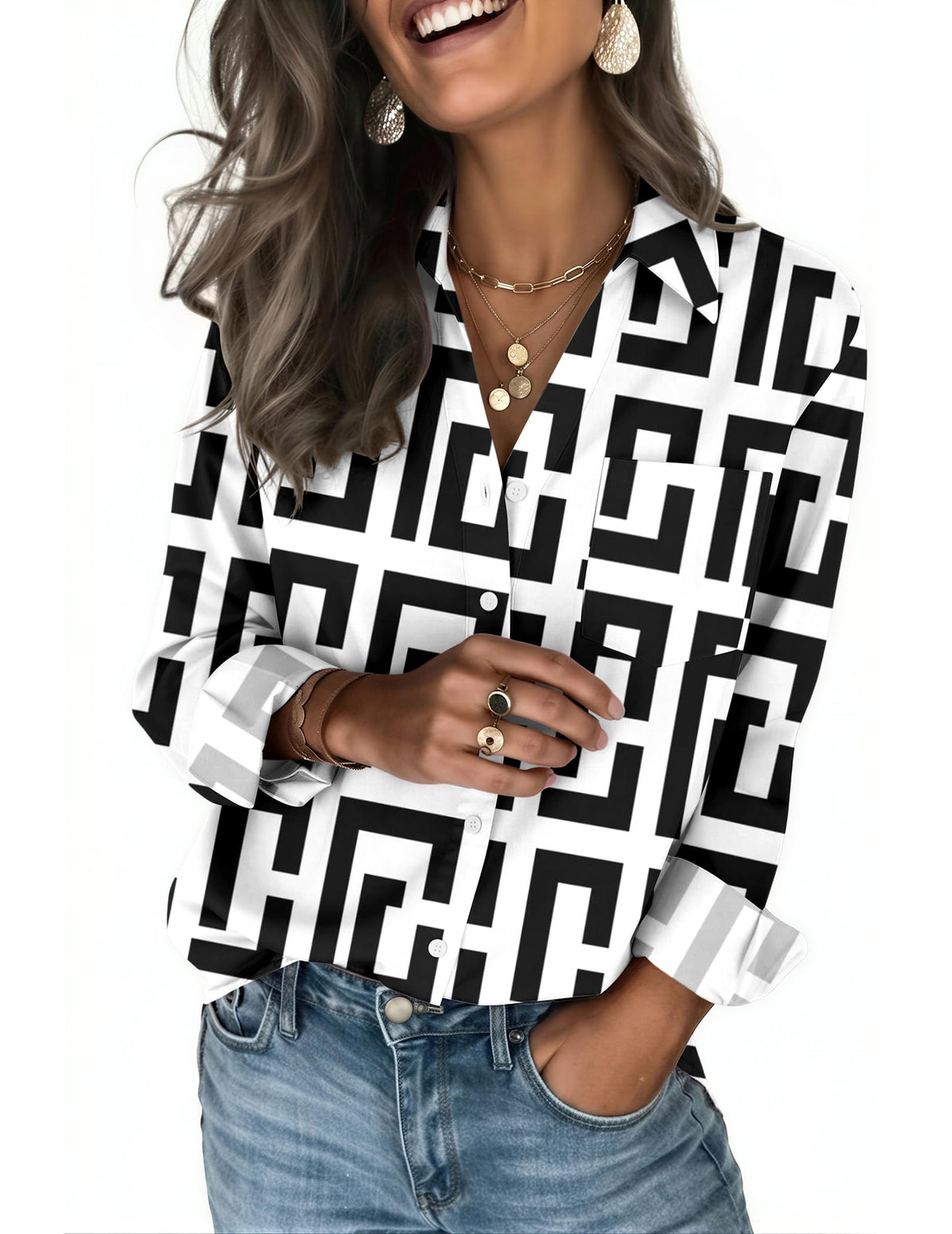 Zeagoo Women's Blouses Long Sleeve Dressy Casual Button-Down Shirts