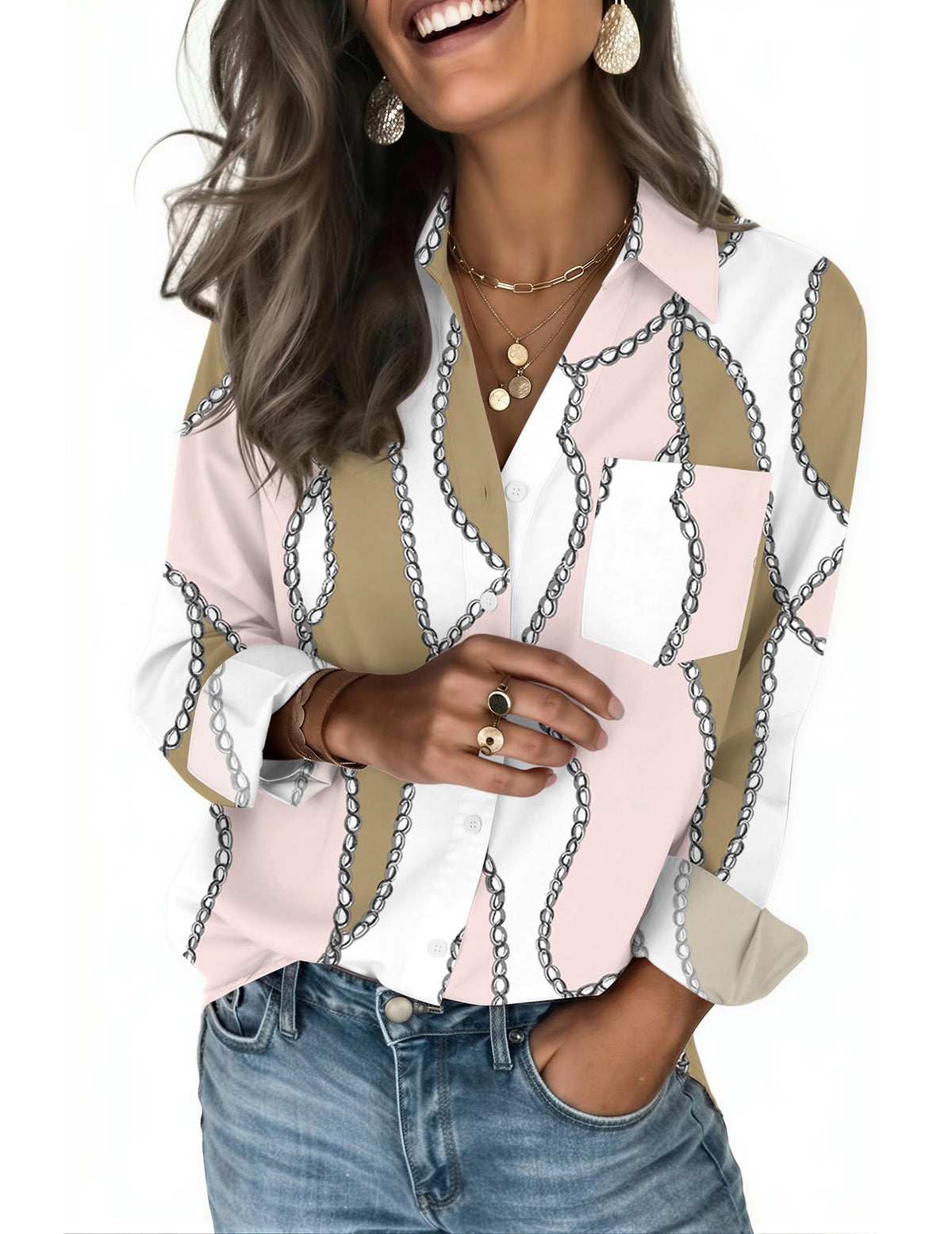 Zeagoo Women's Blouses Long Sleeve Dressy Casual Button-Down Shirts