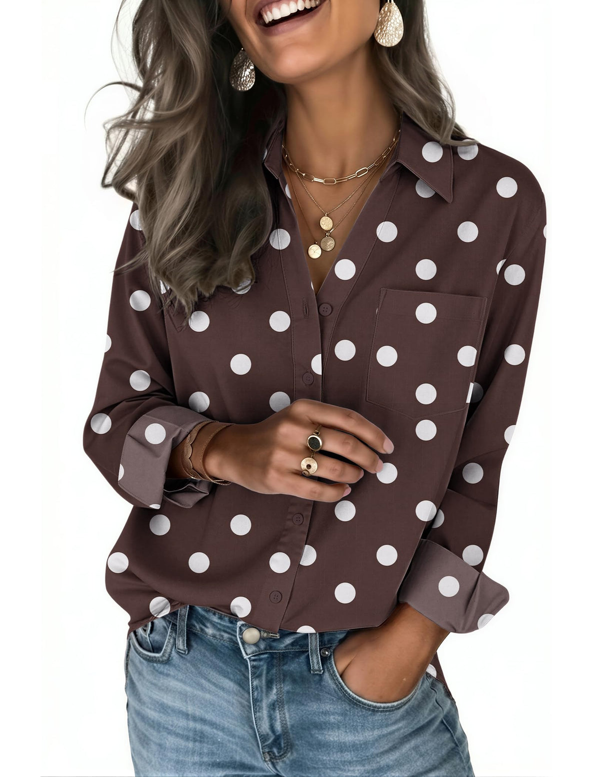 Zeagoo Women's Blouses Long Sleeve Dressy Casual Button-Down Shirts
