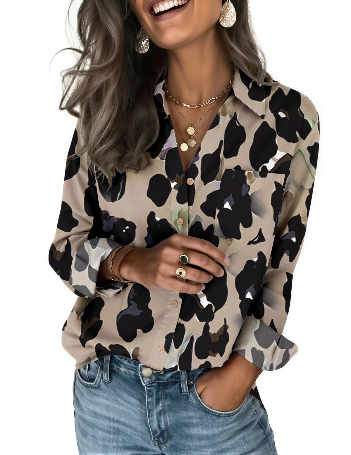 Zeagoo Women's Blouses Long Sleeve Dressy Casual Button-Down Shirts