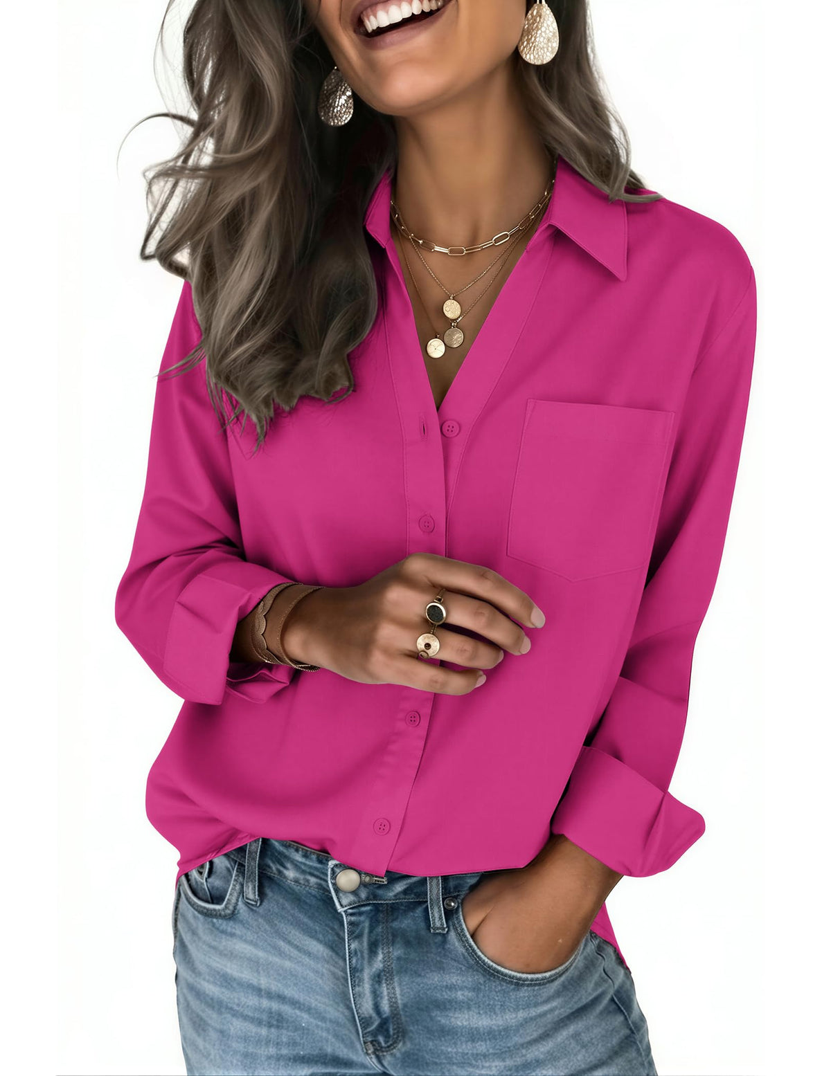 Zeagoo Women's Blouses Long Sleeve Dressy Casual Button-Down Shirts