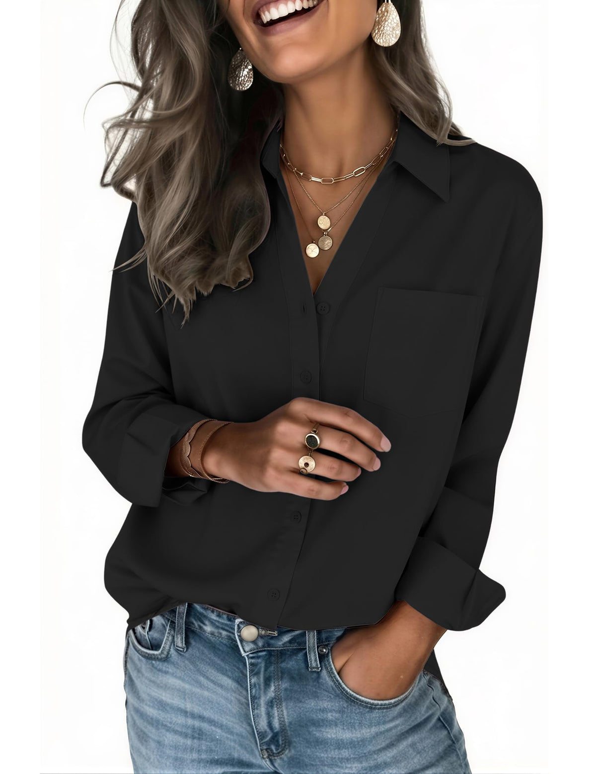 Zeagoo Women's Blouses Long Sleeve Dressy Casual Button-Down Shirts