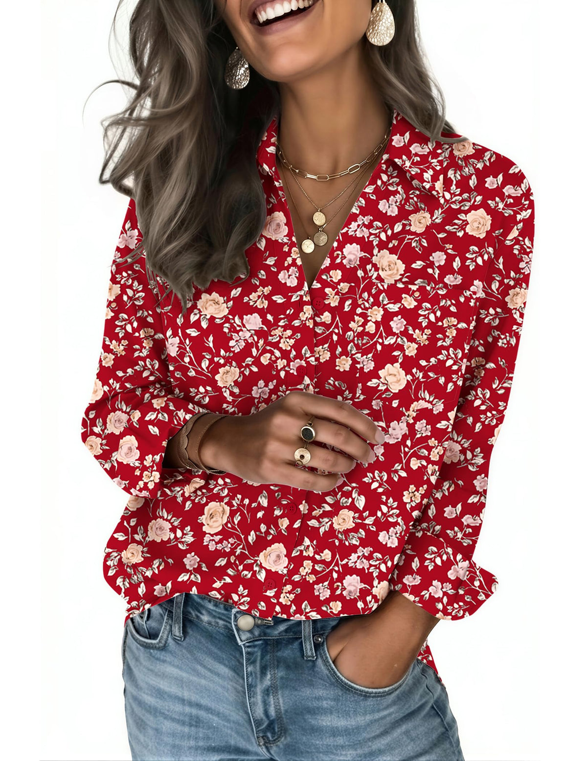 Zeagoo Women's Blouses Long Sleeve Dressy Casual Button-Down Shirts