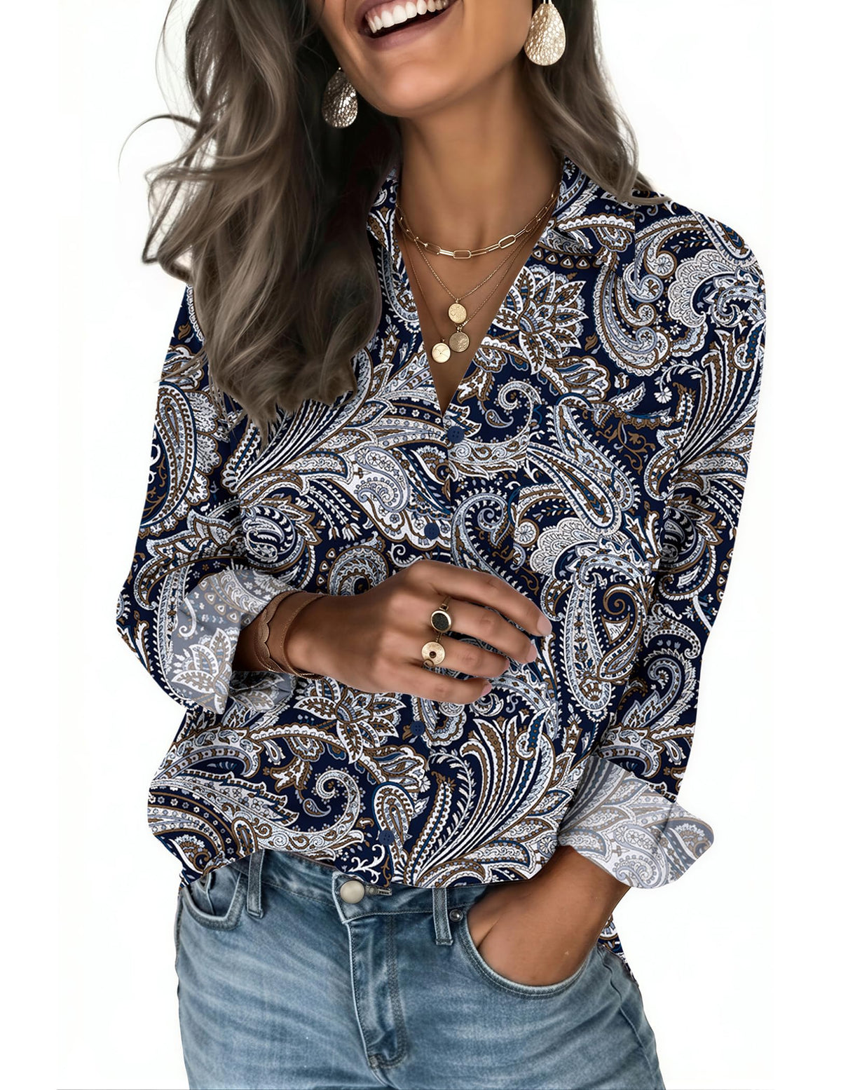 Zeagoo Women's Blouses Long Sleeve Dressy Casual Button-Down Shirts