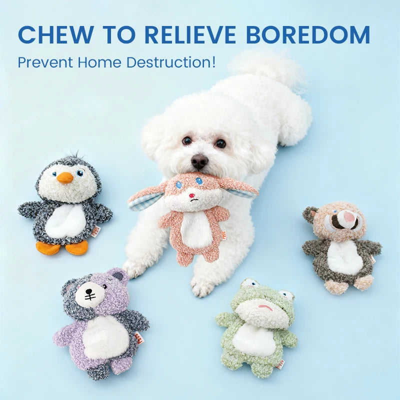 Bonito pequeno animal cão brinquedos de pelúcia chocalho de corpo inteiro com squeaker embutido brinquedo interativo para brincar de animais de estimação para reduzir a solidão