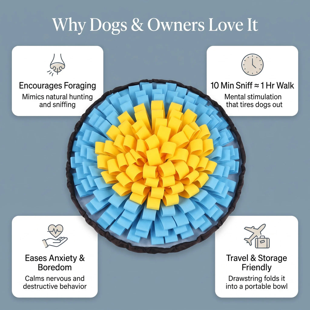 Tapete de busca para cães, jogo interativo para combater o tédio, estimula as habilidades naturais de busca de alimento em gatos e cães, ideal para uso em viagens.