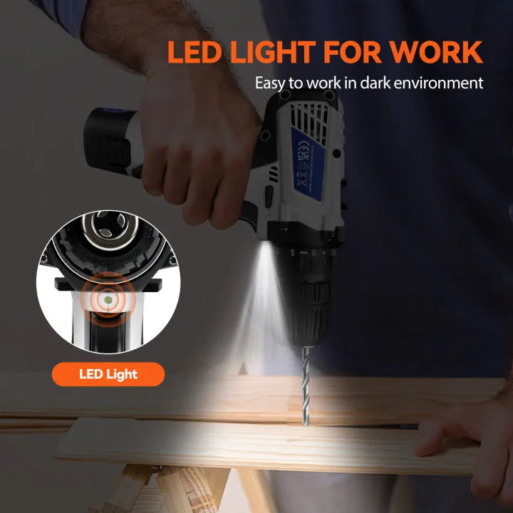 3 em 1, 4000rpm, 520N. Furadeira de Impacto Elétrica M Torque com Mandril de 10mm, Broca Plana, Martelo e Parafusadeira Elétrica Compatível com Bateria Makita