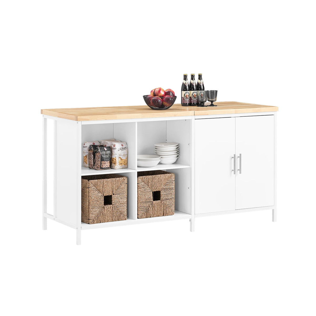 SoBuy KNL09-WN Ilha de cozinha autônoma guarda-roupa Highborad cômoda aparador mesa de bar buffet BHT aproximadamente 170x89x60cm