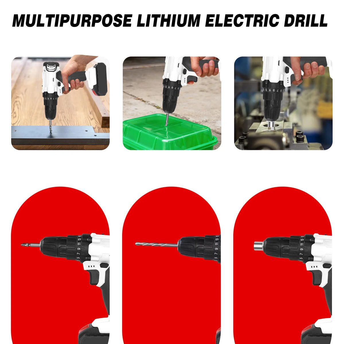 Furadeira Sem Fio 21V, Kit de Furadeira Elétrica com Bateria de Íon de Lítio de 1500mAh, Chave de Fenda Sem Fio 25+1 Torques, 45N.m Máx., 29 Acessórios, 2 Velocidades Variáveis, Luz LED para Projetos DIY em Casa e Jardi