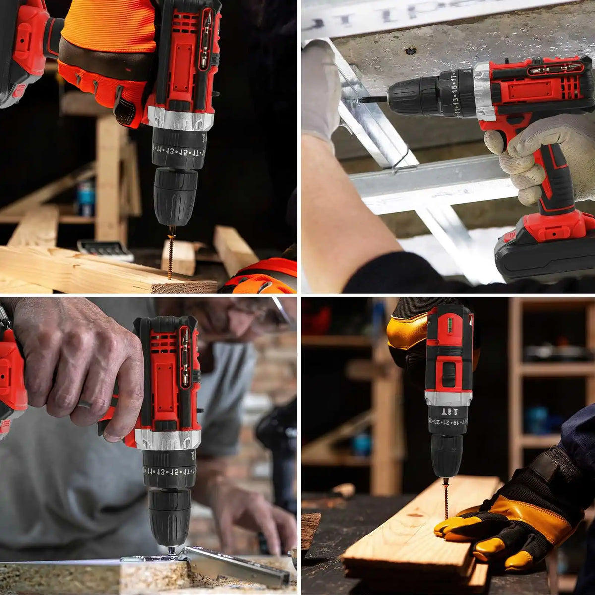 3 em 1, 4000rpm, 520N. Furadeira de Impacto Elétrica M Torque com Mandril de 10mm, Broca Plana, Martelo e Parafusadeira Elétrica Compatível com Bateria Makita