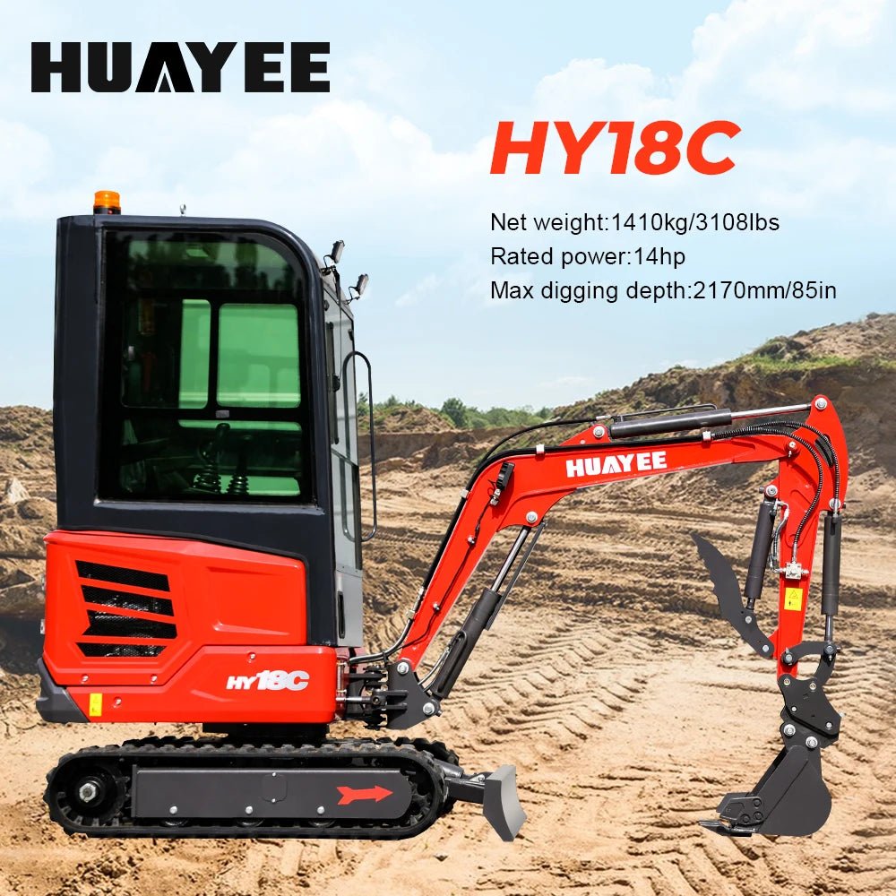 Mini Escavadeira de Nível Profissional — Equipada com Cabine Deluxe e Motor Diesel Kubota. Envio dos EUA. Personalizável. - Kasa & Pet