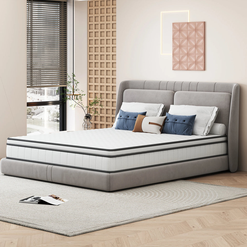 Colchão 140x190cm Altura 25cm Colchão de molas de bolso com espuma confortável, colchão para adultos de dureza média
